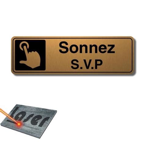 Plaque Grav E Autocollante X Cm Sonnez Svp Fond Or Bross Cdiscount