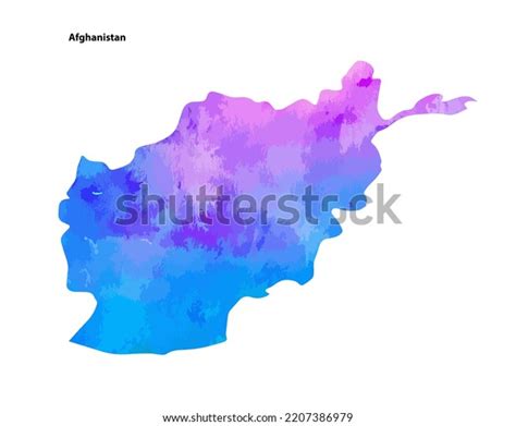 Colorful Watercolor Map Design Country Afghanistan Stock Vector