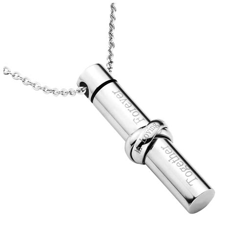 Jovivi Cremation Jewelry Stainless Steel Infinity Cylinder Urn Pendant Engraved Screw Keepsake