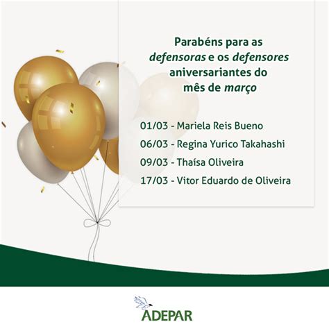 Aniversariantes Do M S De Mar O Adepar Associa O Das Defensoras E