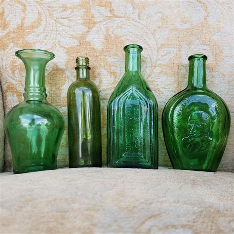 Vintage Green Bottles Green Glass Bottles Glass Bottles Decoration