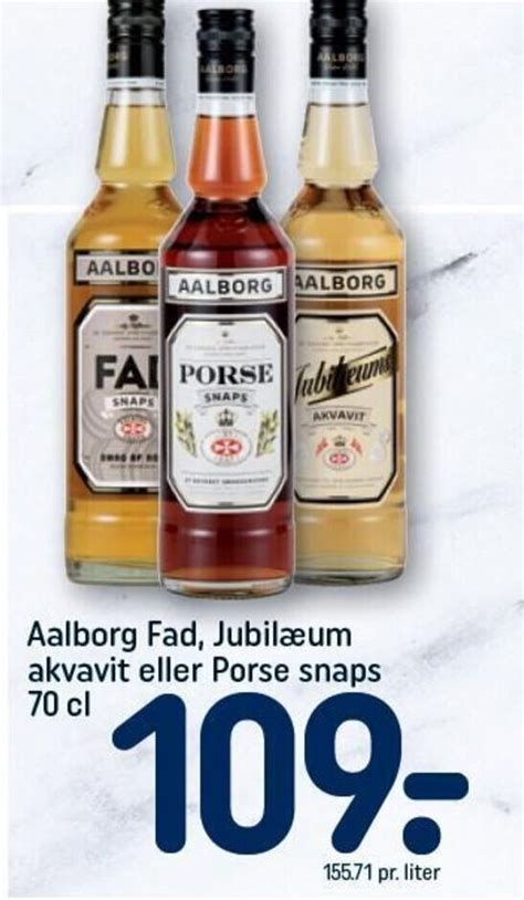 Aalborg Fad Jubilæum akvavit eller Porse snaps 70 cl tilbud hos Rema 1000