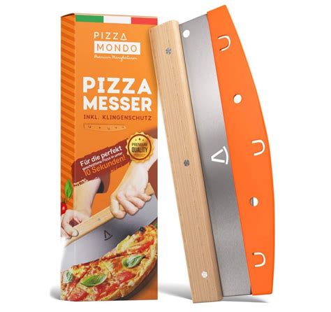 Pizza Wiegemesser Mondo Aus Edelstahl Mit Holzgriff Premium 32 Cm