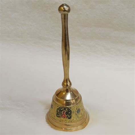 Hand Crafted Metal Brass Pooja Bell In Nakkashi Work Namaste India