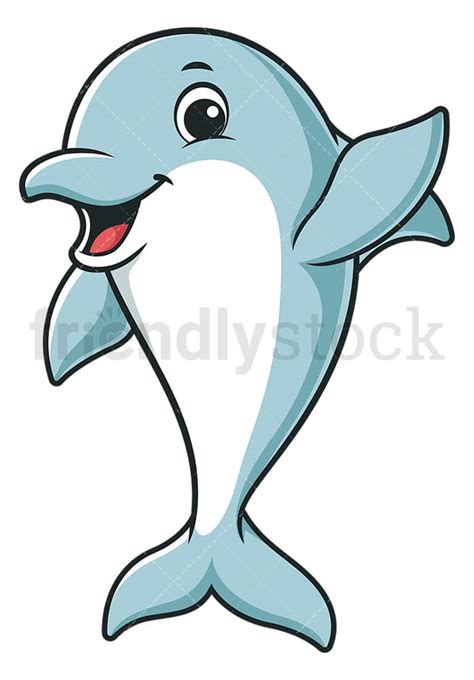 Dolphin Waving Cartoon Clipart Vector - FriendlyStock