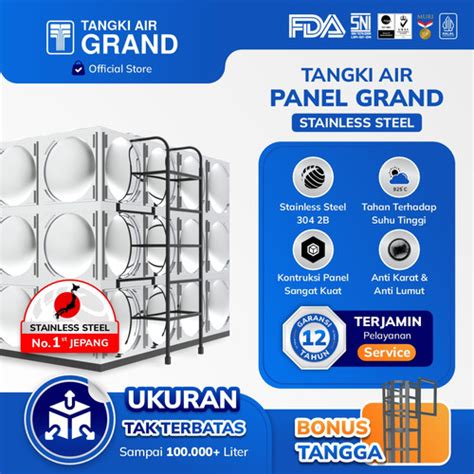 Promo Tangki Tandon Toren Air Panel Grand Stainless Steel Anti Lumut