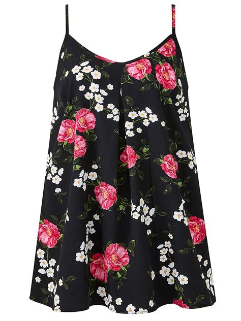 Capsule Capsule Black Floral Print Strappy Cami Top Size To