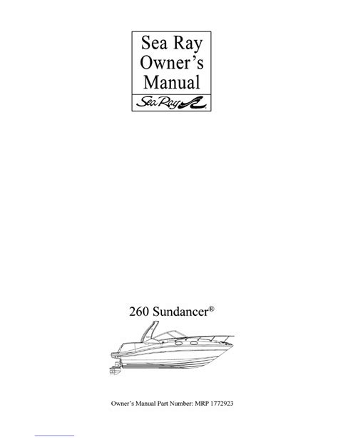 Sea Ray 260 Sundancer Owners Manual Manuals Online