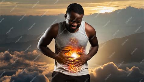 Premium Photo Stomach Ache And Epigastric Abdominal Pain Fire In The