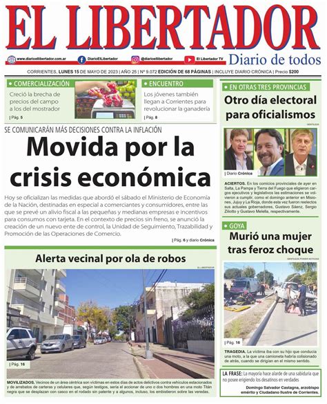 Diario Digital 15 De Mayo De 2023 Diario El Libertador De Corrientes