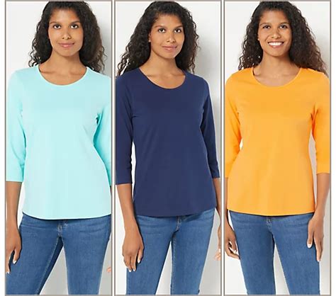 As Is Denim And Co Essentials Perfect Jersey 3 Pack 3 4 Sleeve Tops