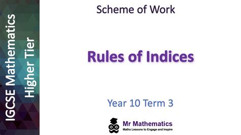 Igcse Higher Rules Of Indices Mr