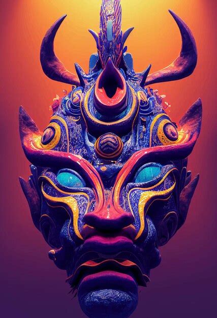 Premium Photo Realistic Illustration Of Oni Mask Oni Mask Illustration