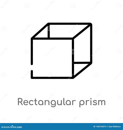 Outline Rectangular Prism Volume Vector Icon Isolated Black Simple