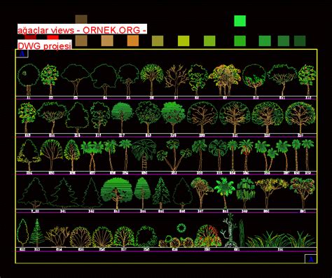 ağaçlar views dwg projesi Autocad Projeler