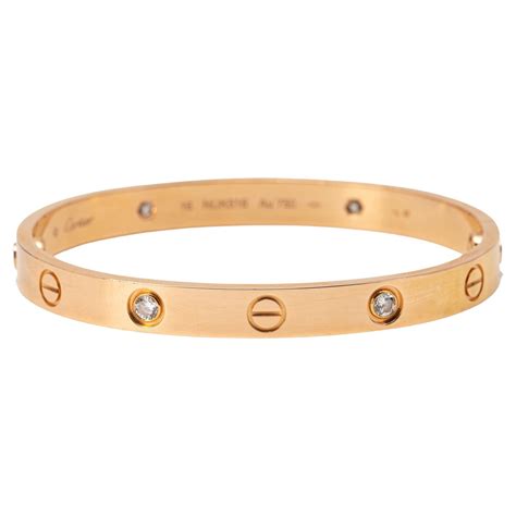 Cartier Small Love Bracelet With 6 Diamonds In 18k Rose Gold Size 15