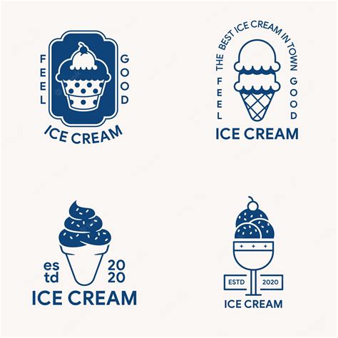 Colección De Plantilla De Logotipo De Helado Vector Premium