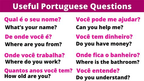 Useful Portuguese Questions Youtube