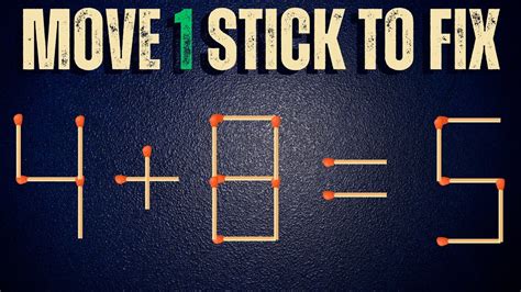 Move 1 Stick To Make Equation Correct Matchstick Puzzle YouTube