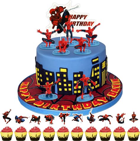 18 Pezzi Spider Man Decorazioni Per Torta Di Compleanno Decorazioni