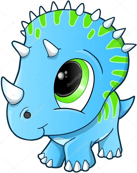 Cute Baby Triceratops Dinosaur Vector Illustration Stock Vector