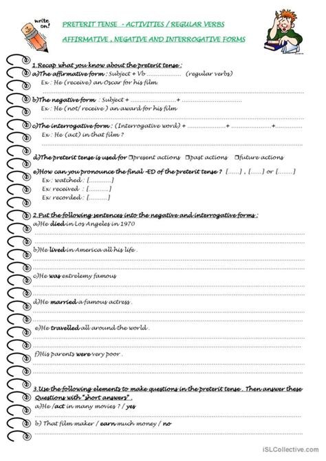 Preterit Tense Regular Verbs English Esl Worksheets Pdf Doc