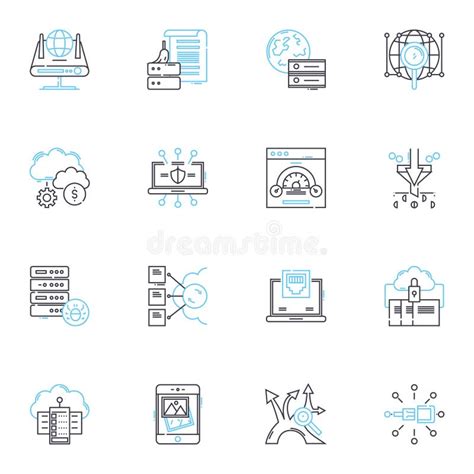 Web Creation Linear Icons Set Design Development Html Css