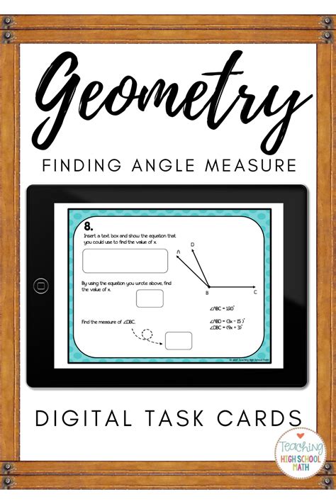 Geometry Digital Task Cards Finding Angle Measures With Algebra