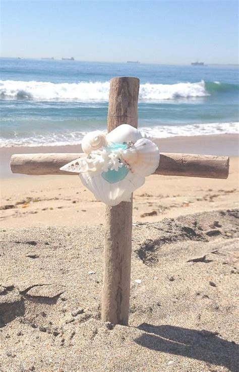 Driftwood Cross Seashell Cross Beach Cross Wood Cross Etsy Seashell