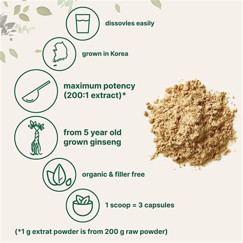 Premium Organic Korean Red Panax Ginseng Powder 200 1 Extract 4 Ounce High Ginsenosides