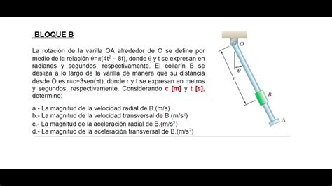 La rotación de la varilla OA alrededor de O se define por medio de la