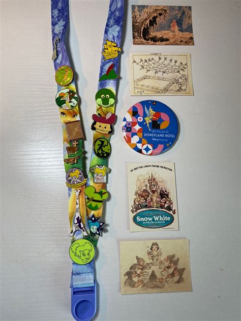 Disney Tinker Bell Peter Pan Lanyard 17 Pin Lot With 4 Snow White