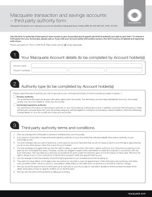 Fillable Online Macquarie Cash Solutions Third Party Authority Form Fax