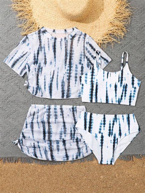Conjunto De Bikini Con Efecto Tie Dye Para Ni A Preadolescente Para El Verano En La Playa Mode