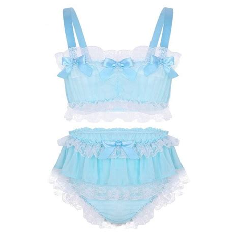 Conjunto Lingerie Masculina Sexy Sissy Chiffon Chastity