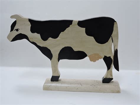 Vintage Wooden Cow Cutout Holstein Cowsfarmfarm Etsy Farm Animals