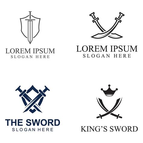 Sword Shield And Kings Sword Logo Logo Design Vector Illustration