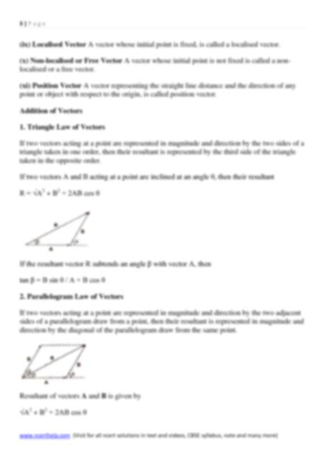 Solution Physics Notes Class 11 Chapter 4 Motion In A Plane Part 1