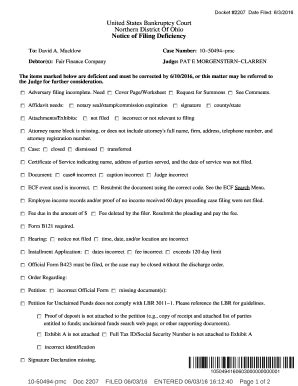 Fillable Online Kccllc FORM 140 Ntc Of Filing Deficiency Kccllc Fax