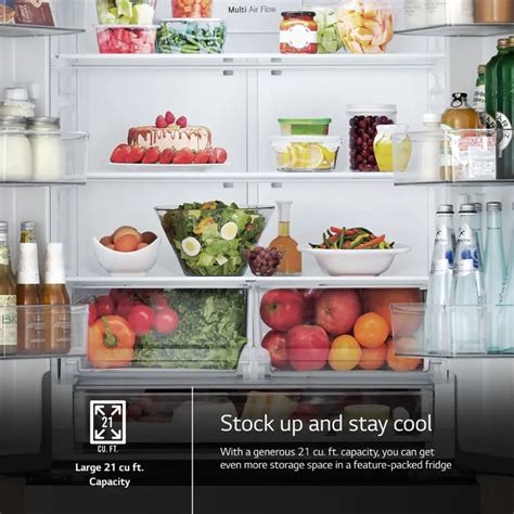 Lg Counter Depth Max 21 Cu Ft French Door Smart Refrigerator With Ice Stainless Steel