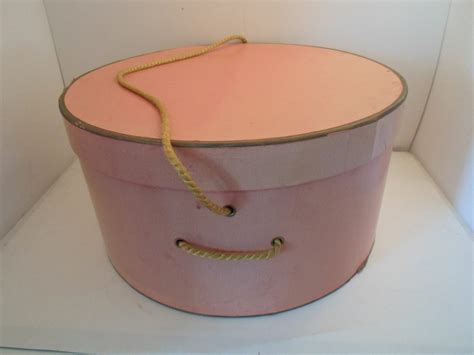 Antique Vintage Art Deco Pink Hat Box Soft Rope Handle Cottage Chic