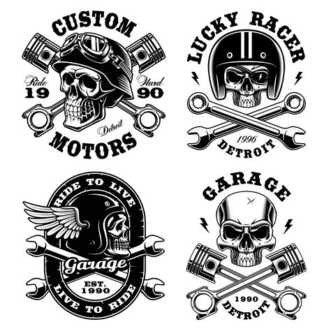 Set Of Biker Skulls 539307 Vector Art At Vecteezy