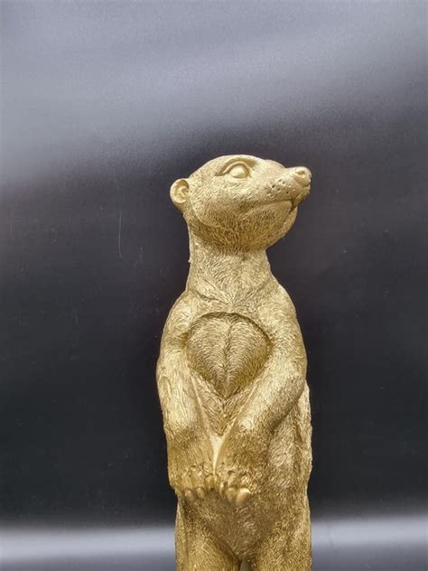 Large Meerkat Statue In Chic Gold Resin Polyester Catawiki