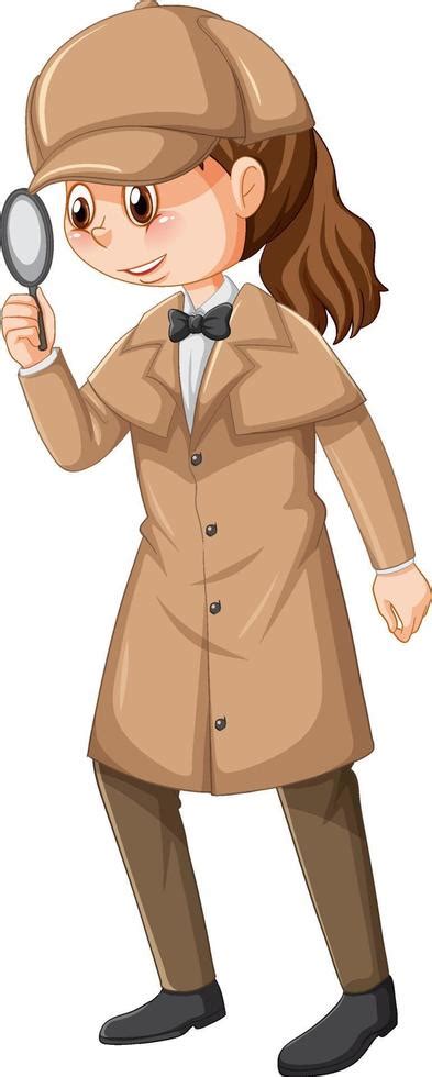 Female Detective Wearing Brown Overcoat And Hat 6768372 Vector Art At