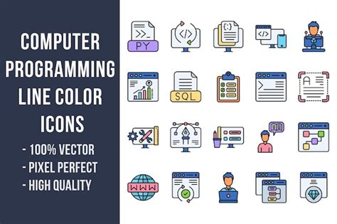 Iconos De Color De L Nea De Programaci N Inform Tica Vector Premium