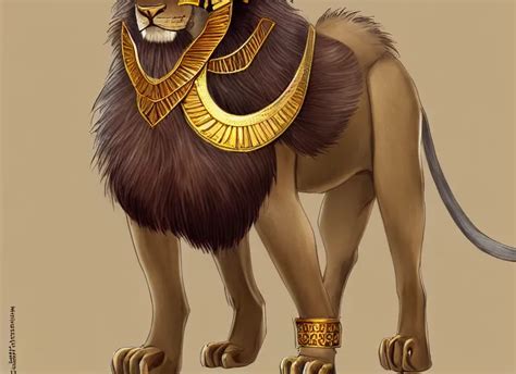 Fullbody Egyptian Lion Character Design Of An Egyptian Stable