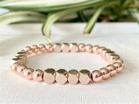 Hematite Bracelet Womenrose Gold Bracelet For Womenchunky Etsy