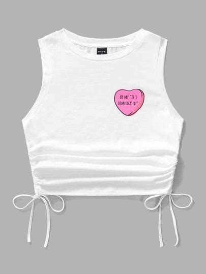 Top Tank Corto Bordado Slogan 【 Rebajas Julio 】 Clasf