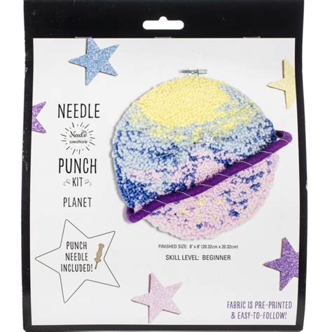 Fabric Editions Needle Creations Punch Needle Kit 20cm Planet