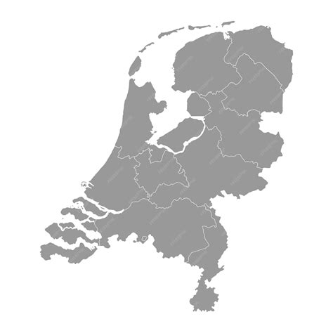 Nederland Grijze Kaart Met Provincies Vector Illustratie Premium Vector